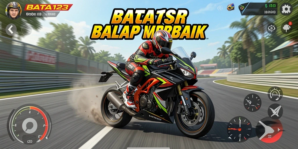Screenshot gameplay BATA123 yang menampilkan balapan motor mendebarkan.