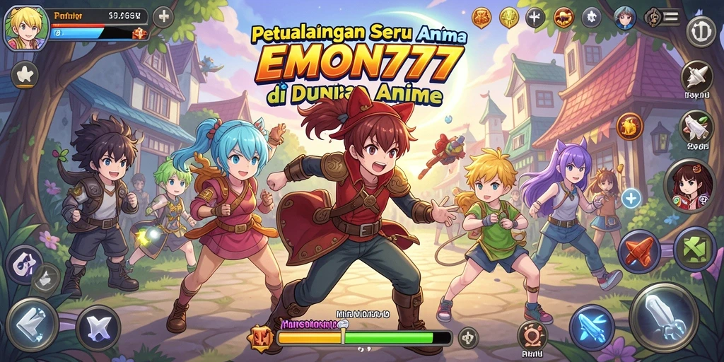 Gambaran gameplay seru dalam EMON777 dengan karakter anime ikonik.