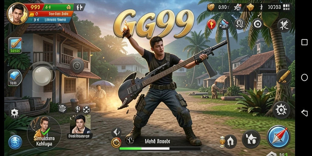 Tampilan gameplay GG999 yang menarik dengan interaksi karakter yang seru.