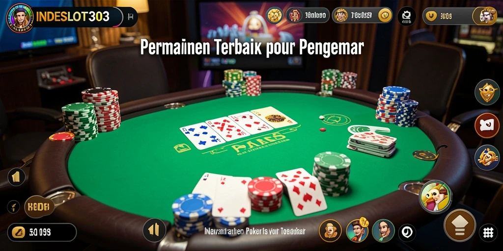 Tampilan gameplay Poker yang mendebarkan di INDESLOT303.