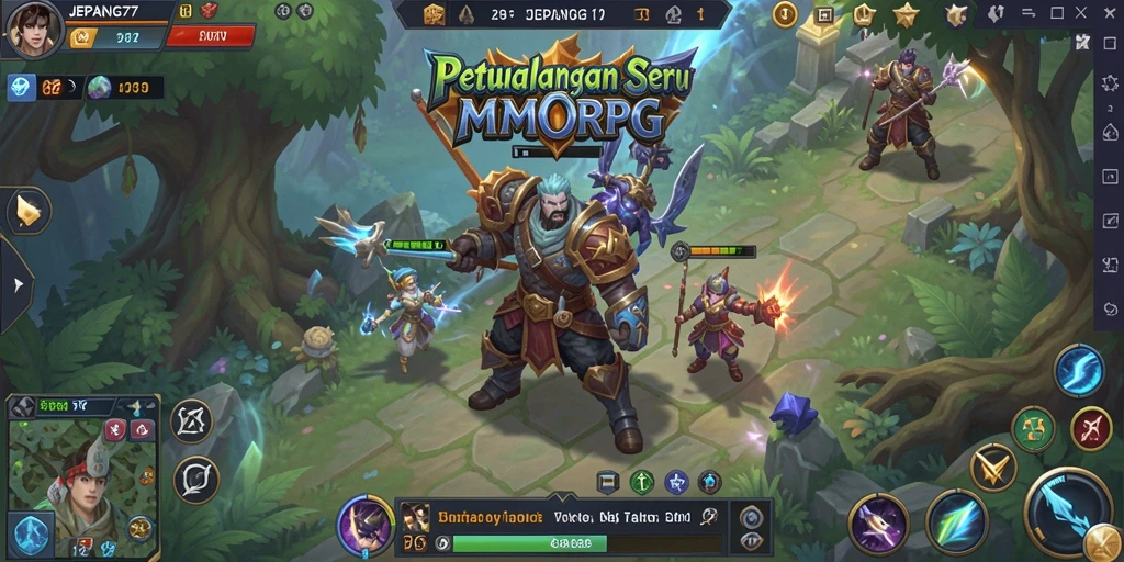 Screenshot gameplay MMORPG JEPANG77 yang menampilkan pertarungan epik.