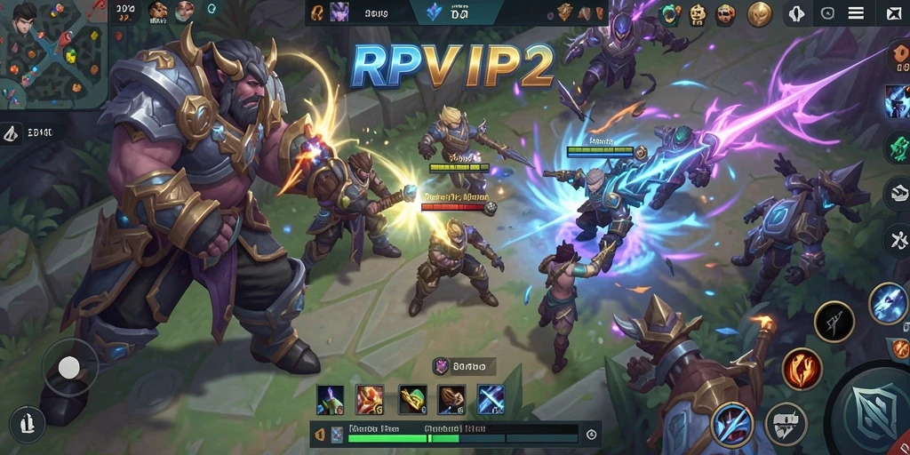 Tampilan aksi langsung dari gameplay RPVIP2 yang menegangkan dalam pertempuran MOBA.