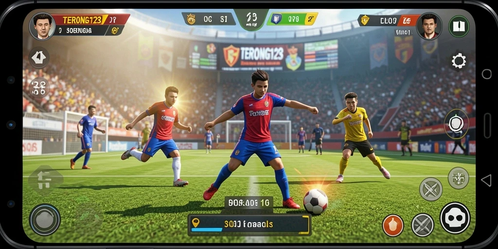 Screenshot gameplay menampilkan aksi olahraga yang mendebarkan.