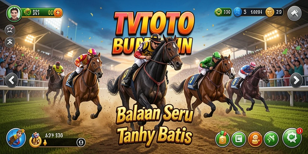 Screenshot gameplay TVTOTO dengan mobil balap tengah beraksi.