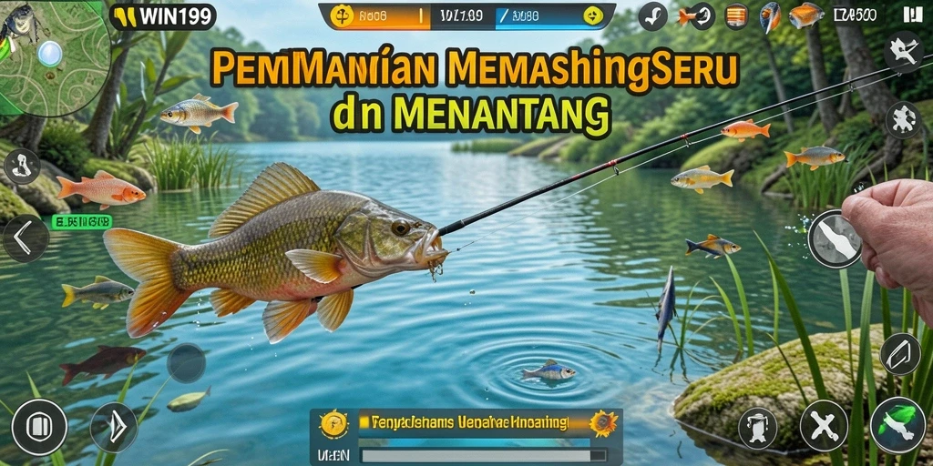 Gameplay menarik dengan berbagai ikan dan lokasi memancing.