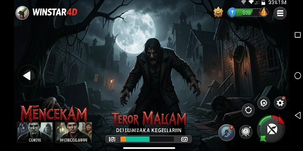 Screenshot gameplay menyeramkan dari WINSTAR4D yang menampilkan kegelapan mencekam.