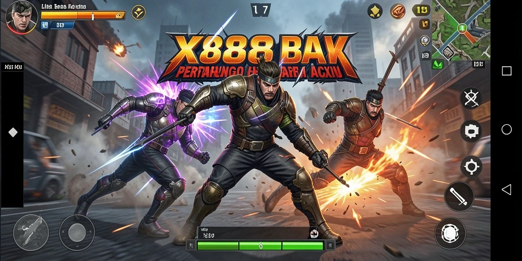 Screenshot gameplay X88 menampilkan aksi intens dan grafis yang memukau.